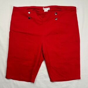 Retrology Womens Red Sailor Button Front Seam Stretch Bermuda Shorts XL TG
